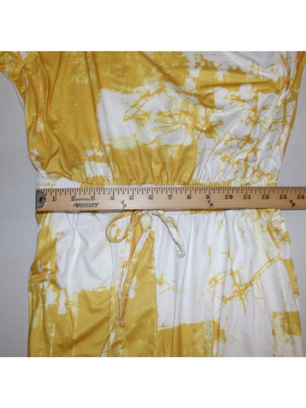 Dress Day Jumpsuit $43 Sz M Yellow White Short Sleeve Poly Jumpsuit - Picture 12 of 14